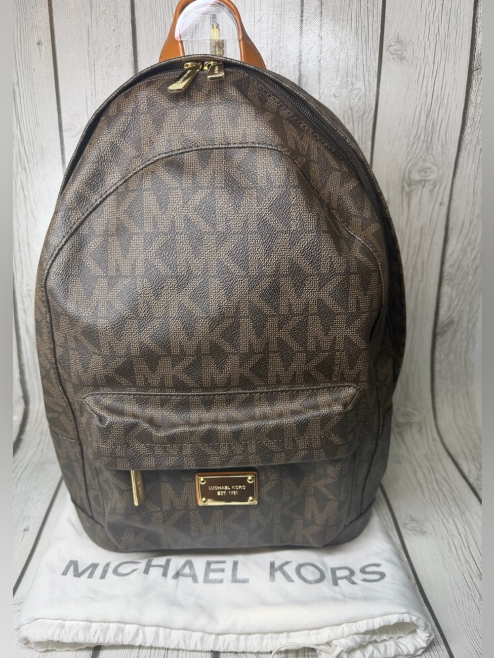 PRE LOVED Michael Kors Signature Brown Canvas Backpack